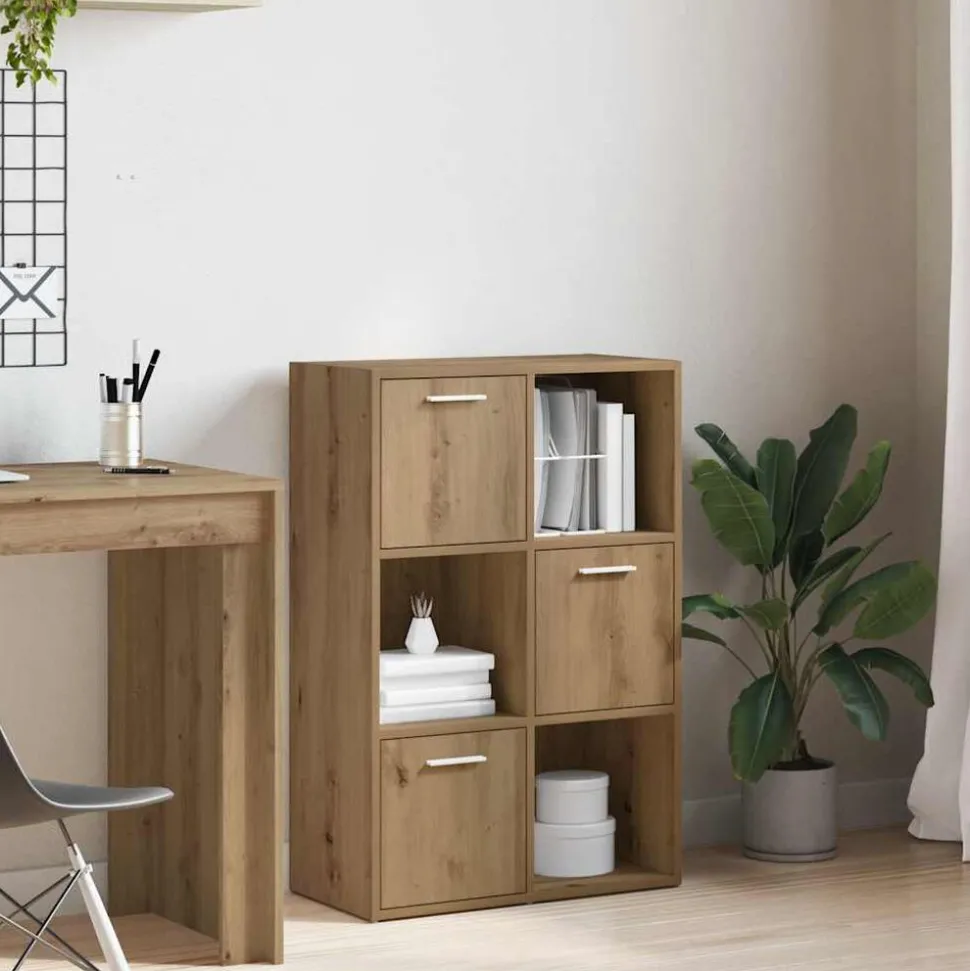 vidaXL Boekenrek 60,5x30x90 cm bewerkt hout artisanaal eikenkleurig