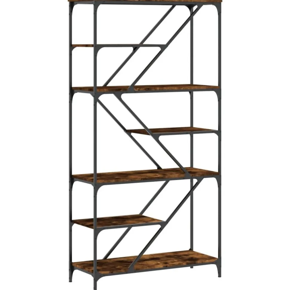 vidaXL Boekenrek 91x36x176 cm bewerkt hout en staal gerookt eikenkleur