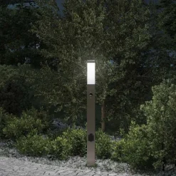vidaXL Bolderarmatuur met sensor en stopcontact 80 cm roestvrij staal IP44
