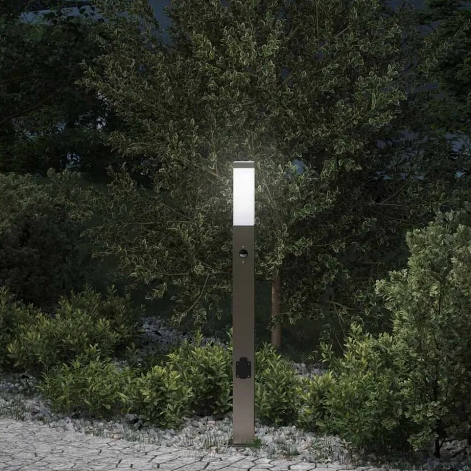 vidaXL Bolderarmatuur met sensor en stopcontact 80 cm roestvrij staal IP44