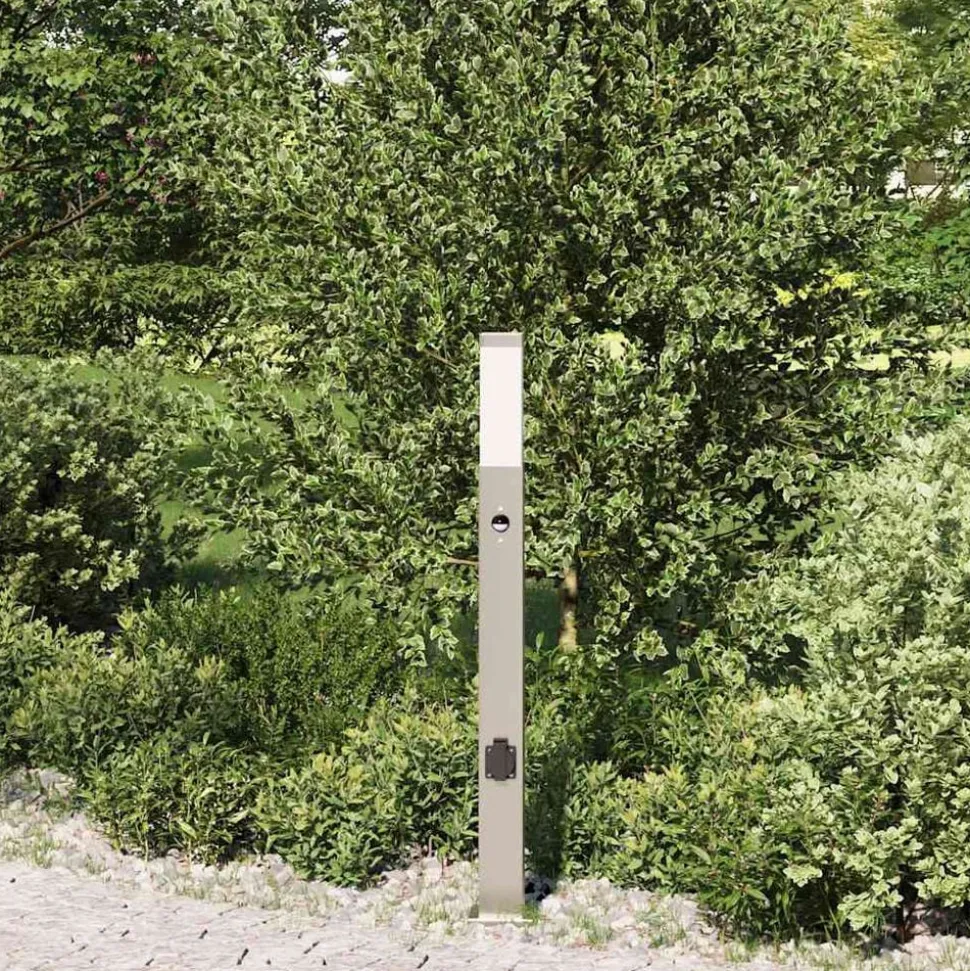 vidaXL Bolderarmatuur met sensor en stopcontact 80 cm roestvrij staal IP44