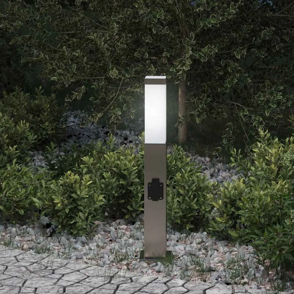 vidaXL Bolderarmatuur met stopcontact 50 cm RVS IP44