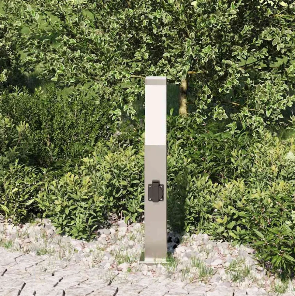 vidaXL Bolderarmatuur met stopcontact 50 cm RVS IP44