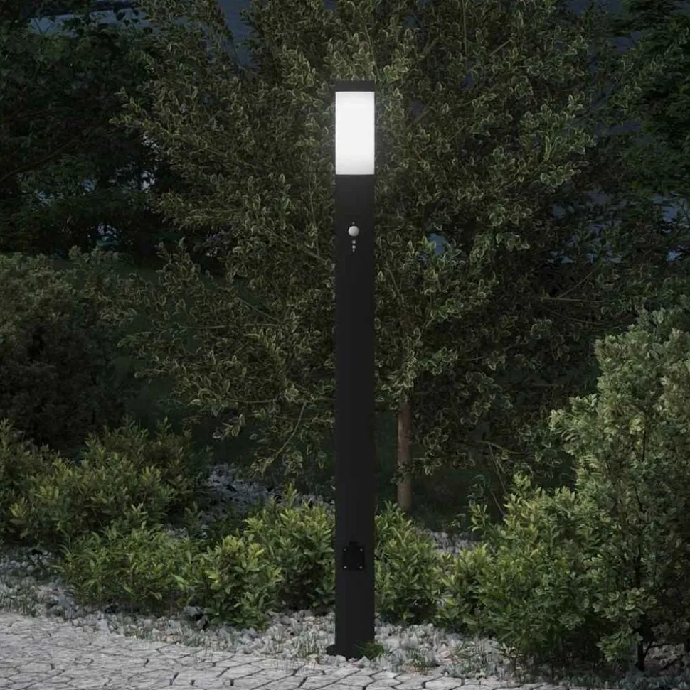 vidaXL Bolderarmatuur met sensor en stopcontact 110 cm roestvrij staal IP44