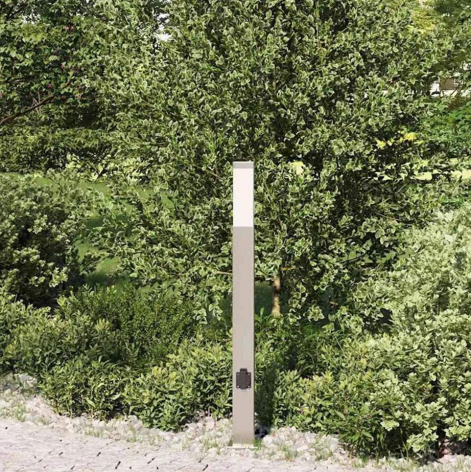 vidaXL Bolderarmatuur met stopcontact 80 cm RVS IP44