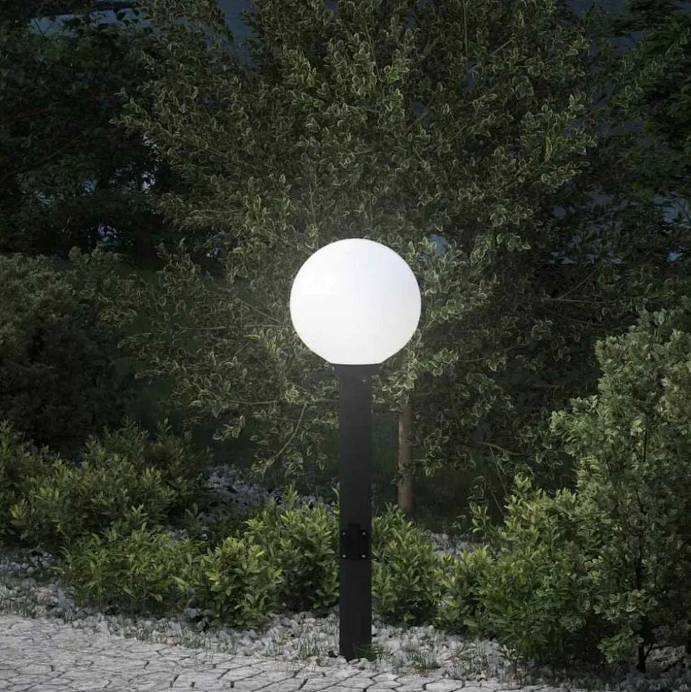 vidaXL Bolderarmatuur met stopcontact 80 cm Zwart IP44