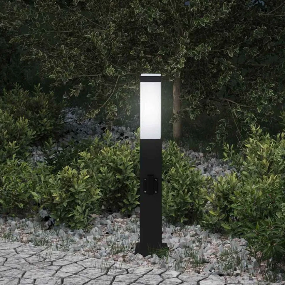 vidaXL Bolderarmatuur met stopcontact 50 cm Zwart IP44