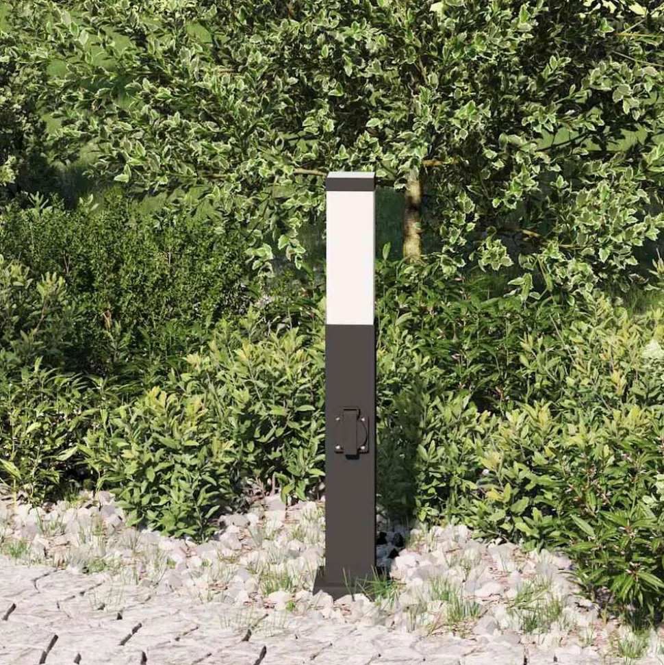 vidaXL Bolderarmatuur met stopcontact 50 cm Zwart IP44