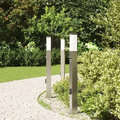 vidaXL Bolderverlichting met sensor en stopcontact 3 stuks 80 cm roestvrij staal IP44