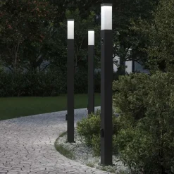 vidaXL Bolderverlichting met sensor en stopcontact 3 stuks 110 cm zwart IP44