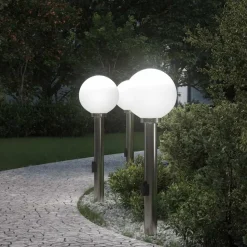vidaXL Bolderverlichting met stopcontact 3 stuks 80 cm RVS IP44