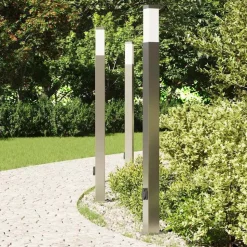 vidaXL Bolderverlichting met stopcontact 3 stuks 110 cm RVS IP44