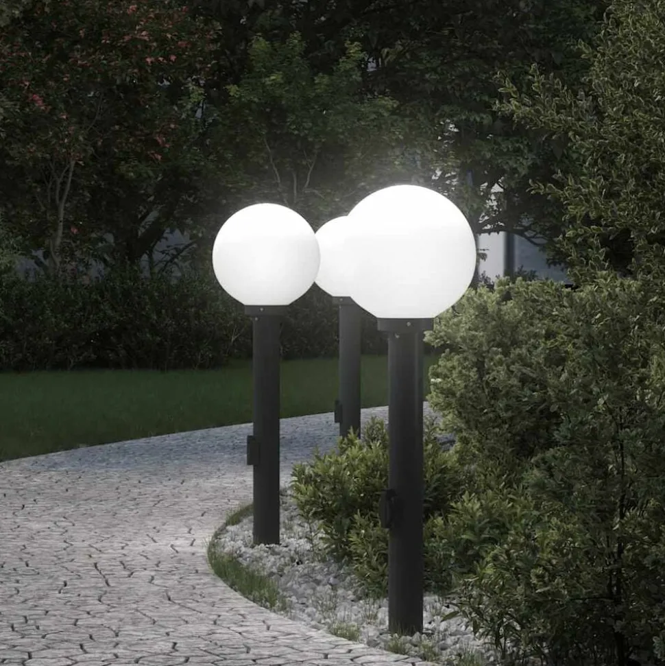 vidaXL Bolderverlichting met stopcontact 3 stuks 80 cm Zwart IP44