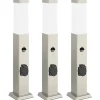 vidaXL Bolderverlichting met sensor en stopcontact 3 stuks 50 cm roestvrij staal IP44