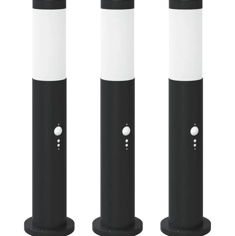 vidaXL Bolderverlichting met sensor 3 stuks 50 cm RVS IP44