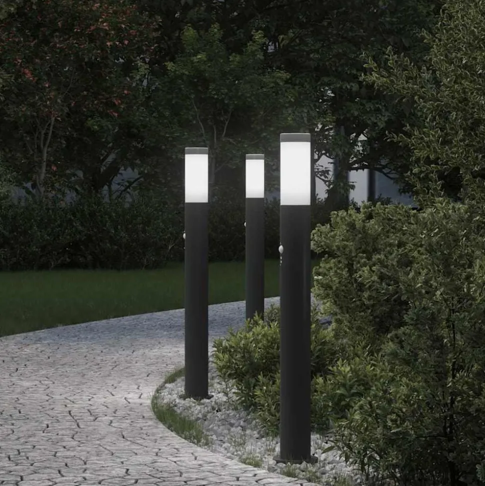 vidaXL Bolderverlichting met sensor 3 stuks 80 cm RVS IP44