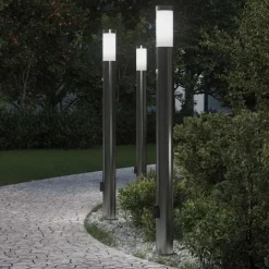 vidaXL Bolderverlichting met sensor en stopcontact 3 stuks 110 cm roestvrij staal IP44