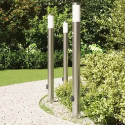 vidaXL Bolderverlichting met sensor en stopcontact 3 stuks 110 cm roestvrij staal IP44