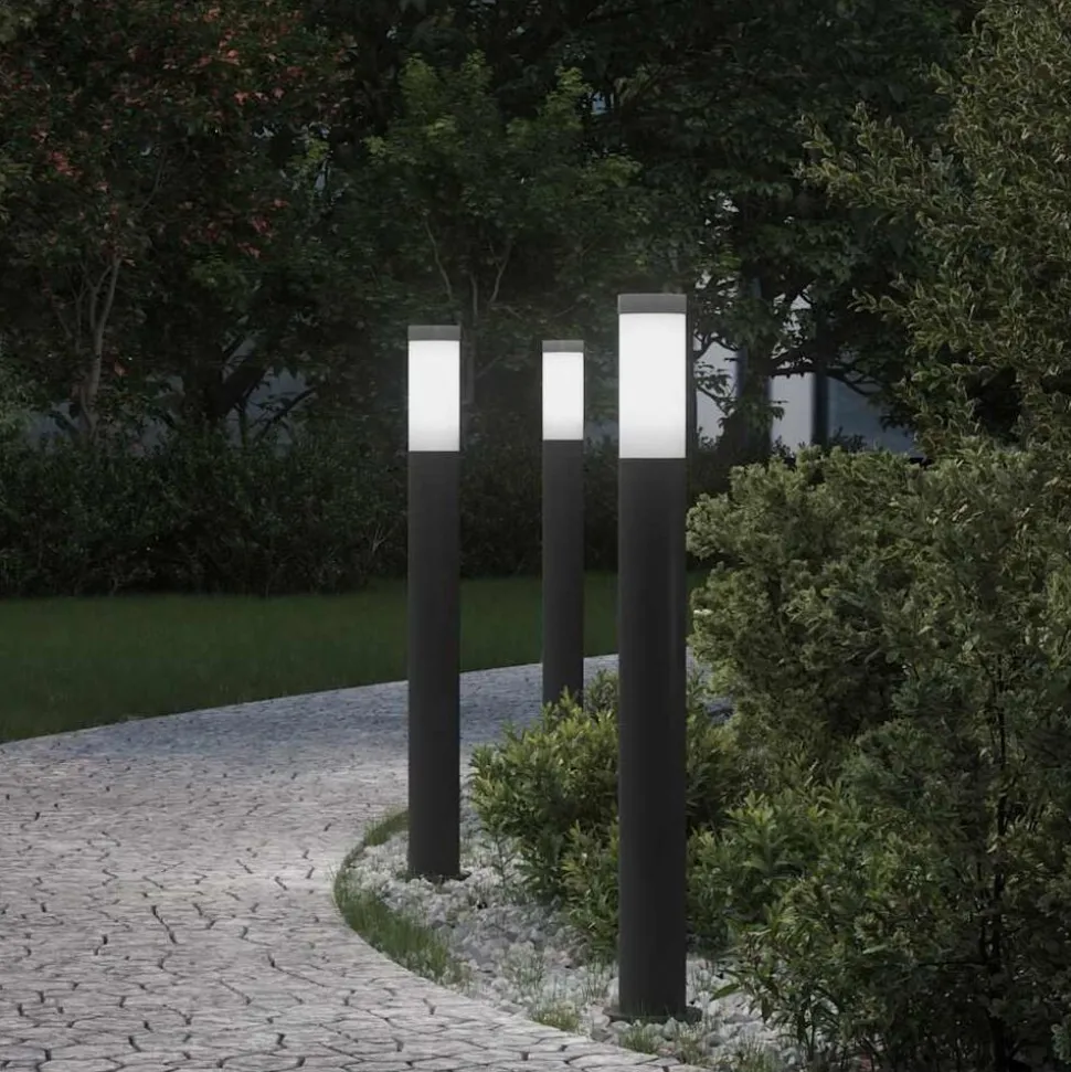 vidaXL Bolderverlichting 3 stuks 80 cm RVS IP44