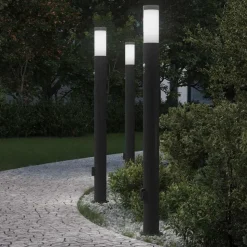 vidaXL Bolderverlichting met sensor en stopcontact 3 stuks 110 cm roestvrij staal IP44