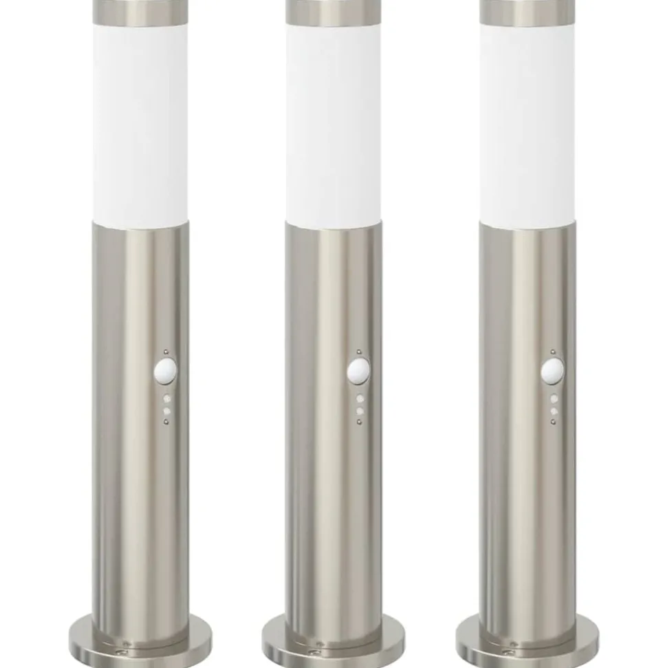 vidaXL Bolderverlichting met sensor 3 stuks 50 cm RVS IP44