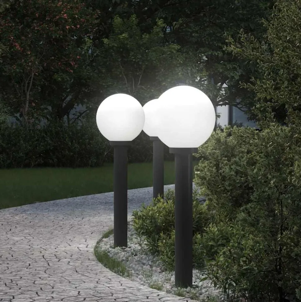 vidaXL Bolderverlichting 3 stuks 80 cm Zwart IP44