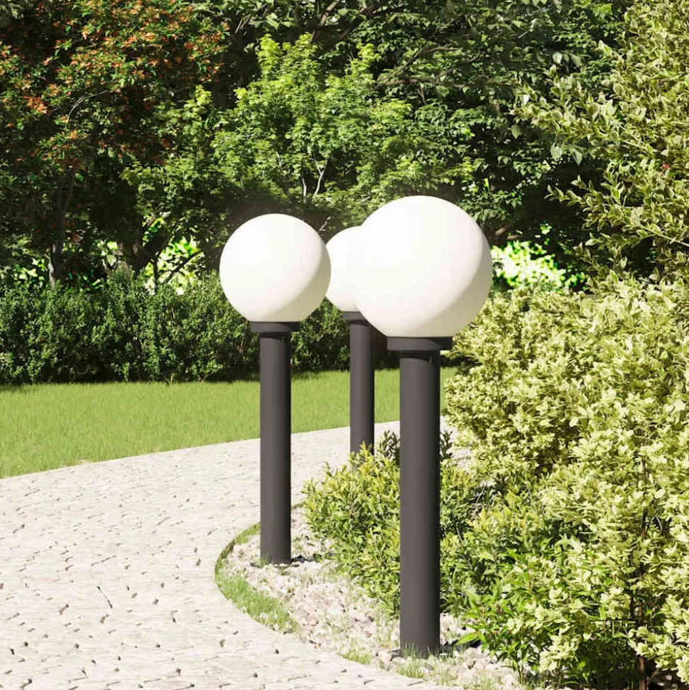 vidaXL Bolderverlichting 3 stuks 80 cm Zwart IP44