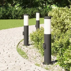vidaXL Bolderverlichting met stopcontact 3 stuks 50 cm roestvrij staal IP44