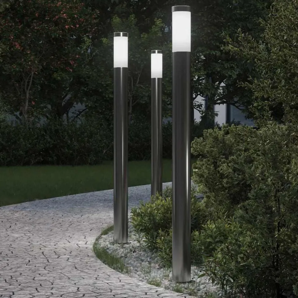 vidaXL Bolderverlichting 3 stuks 110 cm RVS IP44