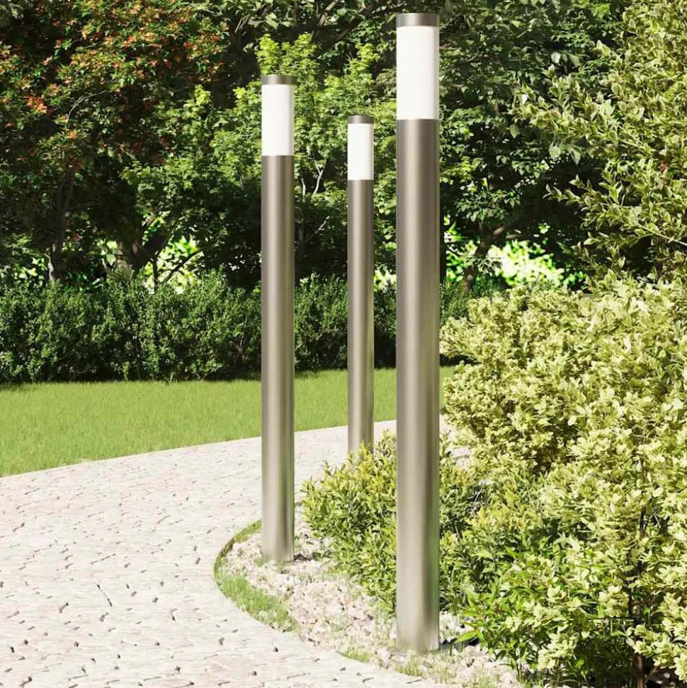 vidaXL Bolderverlichting 3 stuks 110 cm RVS IP44