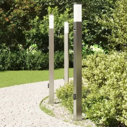 vidaXL Bolderverlichting met sensor en stopcontact 3 stuks 110 cm roestvrij staal IP44