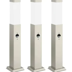 vidaXL Bolderverlichting met sensor 3 stuks 50 cm RVS IP44