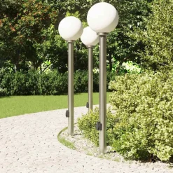 vidaXL Bolderverlichting met sensor en stopcontact 3 stuks 120 cm roestvrij staal IP44