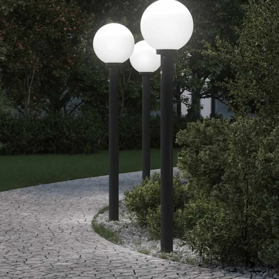 vidaXL Bolderverlichting met sensor 3 stuks 120 cm Zwart IP44