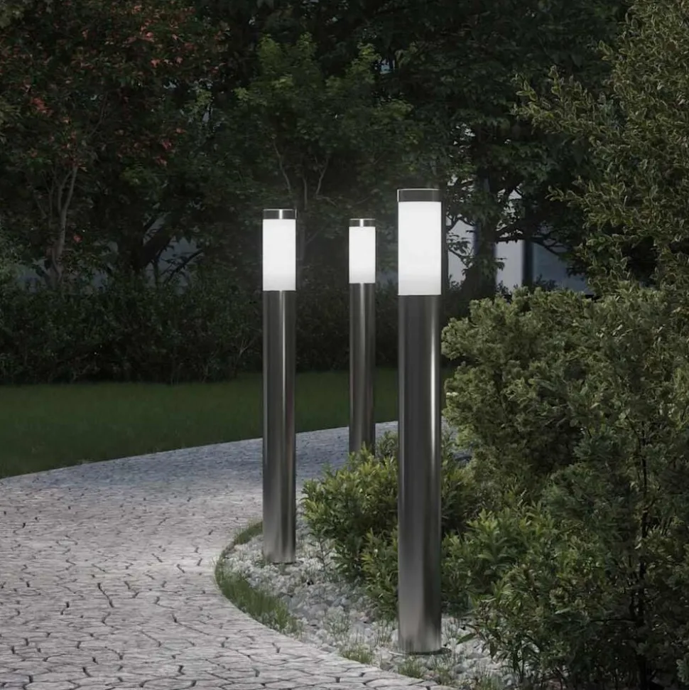 vidaXL Bolderverlichting 3 stuks 80 cm RVS IP44