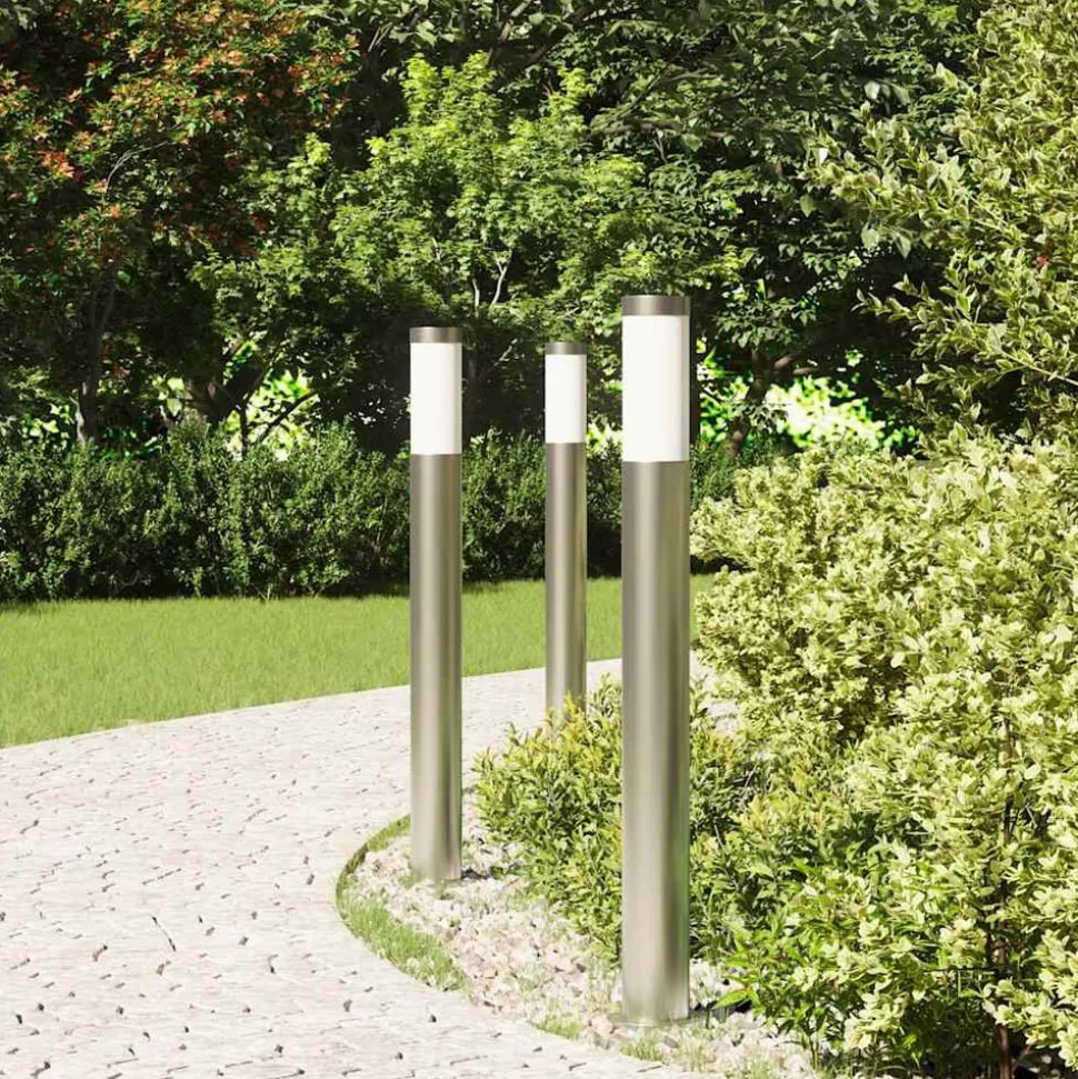 vidaXL Bolderverlichting 3 stuks 80 cm RVS IP44