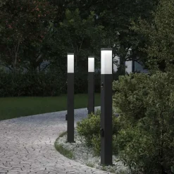 vidaXL Bolderverlichting met sensor en stopcontact 3 stuks 80 cm zwart IP44