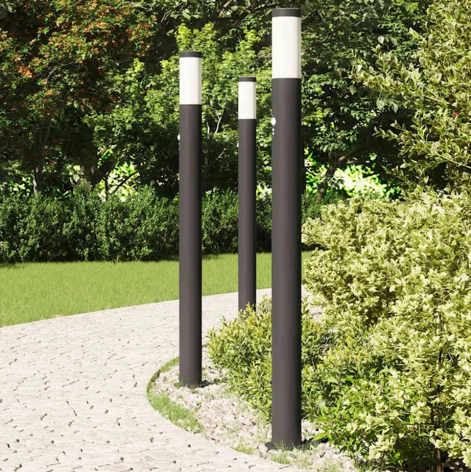 vidaXL Bolderverlichting met sensor 3 stuks 110 cm RVS IP44