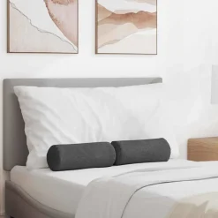 vidaXL Bolster Kussens 2 stuks Donkergrijs Ø 15 x 40 cm Cordstof