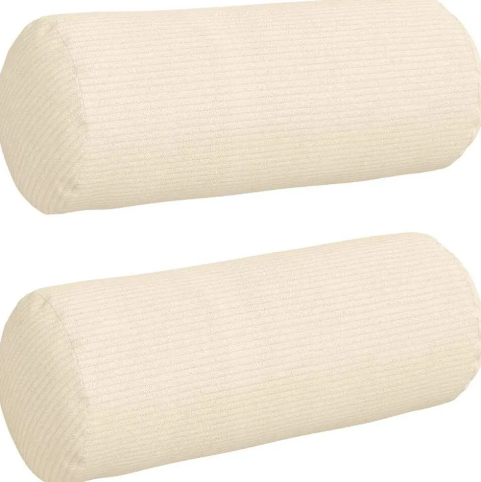 vidaXL Bolster Kussens 2 stuks Crème Ø 15 x 40 cm Cordstof