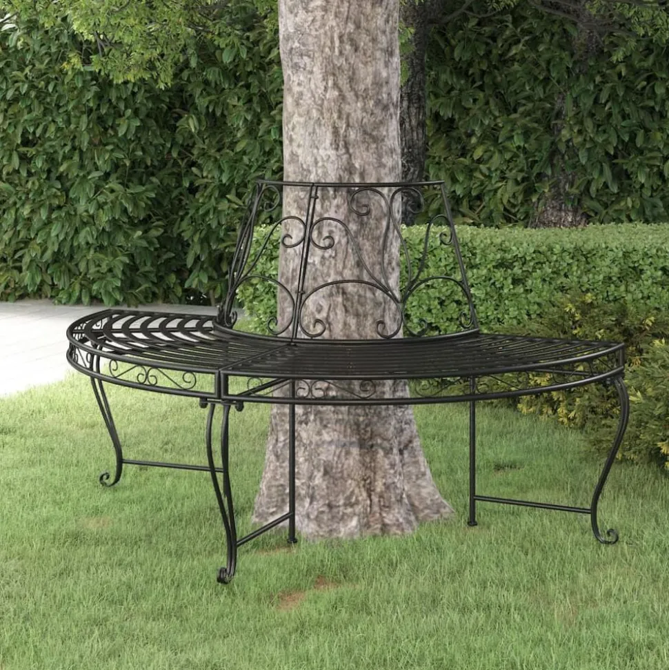 vidaXL Boombank halfrond Ø160 cm staal zwart
