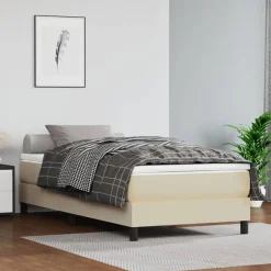 vidaXL Boxspring bed kunstleer crèmekleurig 80x200 cm