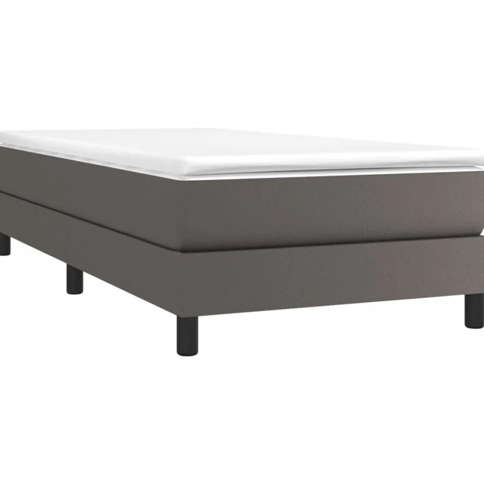 vidaXL Boxspring bed kunstleer grijs 80x200 cm
