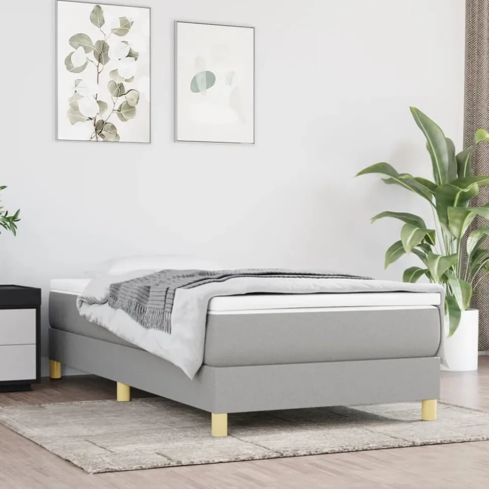 vidaXL Boxspring bed 80x200 cm stof lichtgrijs