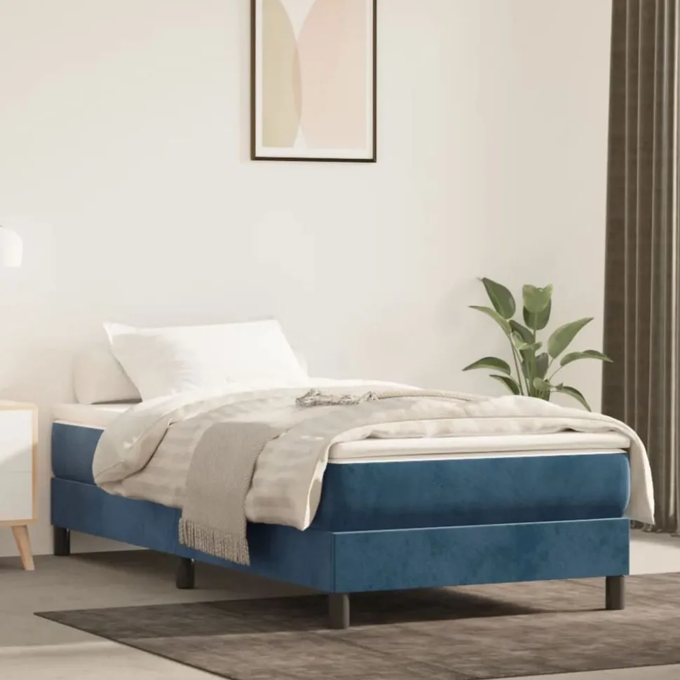 vidaXL Boxspring bed 80x200 cm fluweel donkerblauw