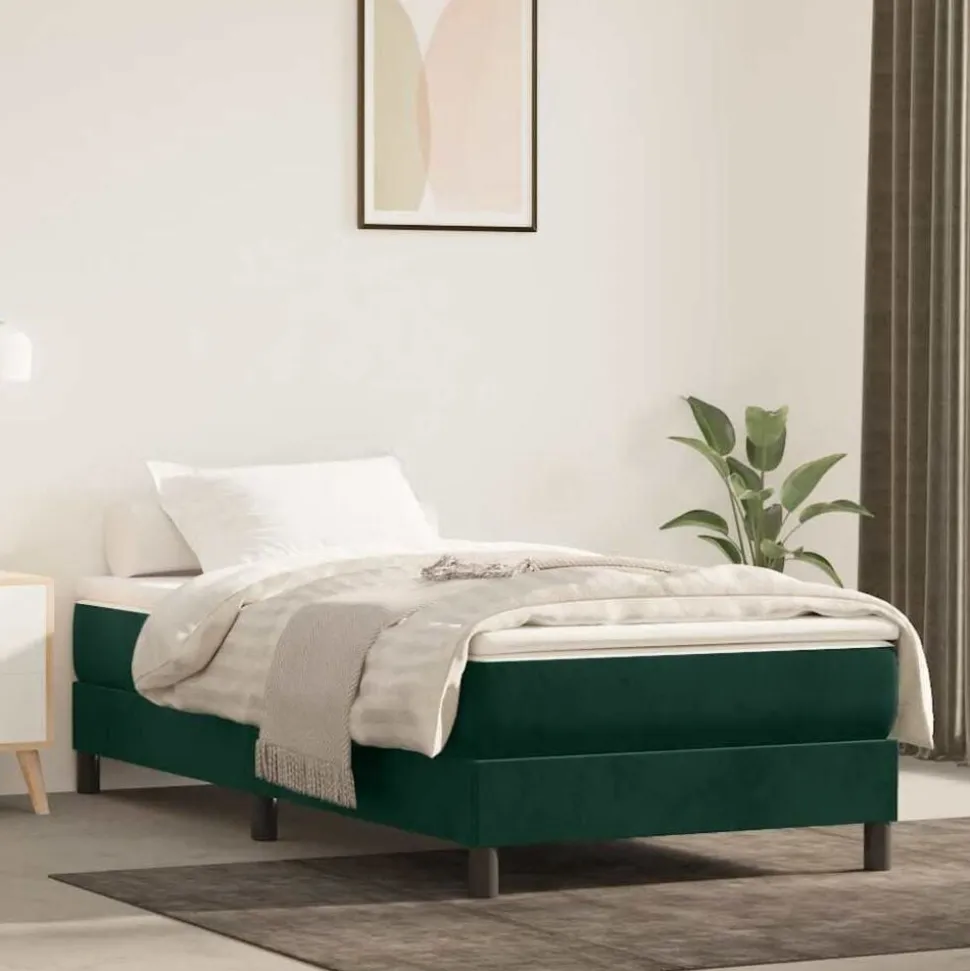 vidaXL Boxspring bed 80x200 cm fluweel donkergroen