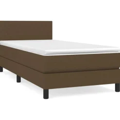 vidaXL Boxspring met matras stof donkerbruin 80x200 cm
