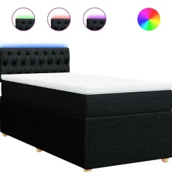 vidaXL Boxspring met matras stof zwart 80x200 cm