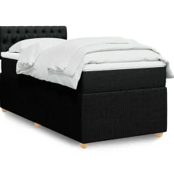 vidaXL Boxspring met matras stof zwart 80x200 cm