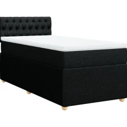 vidaXL Boxspring met matras stof zwart 80x200 cm